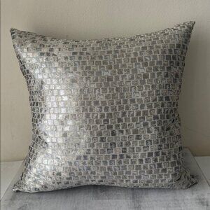 THRO Decorative Silver Light Grey Metallic Abstract Pillow 18" X 18" B